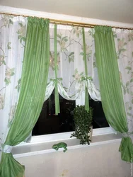 Curtains for green kitchen photo design