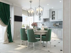 Emerald colored chairs for the kitchen in the interior