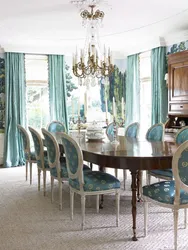 Emerald colored chairs for the kitchen in the interior