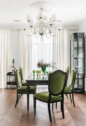 Emerald colored chairs for the kitchen in the interior