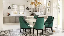 Emerald colored chairs for the kitchen in the interior
