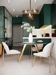 Emerald colored chairs for the kitchen in the interior
