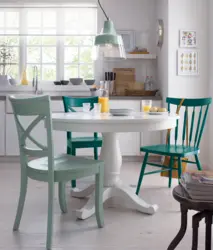 Emerald colored chairs for the kitchen in the interior