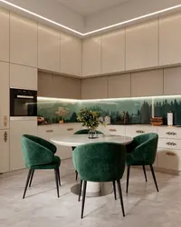 Emerald colored chairs for the kitchen in the interior