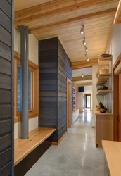 Entrance hall in a house made of timber design
