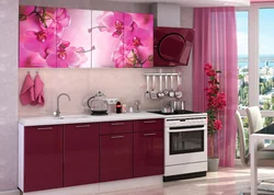 Kitchen fronts with flowers photo