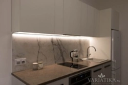 White Kitchen With Marble Splashback Photo