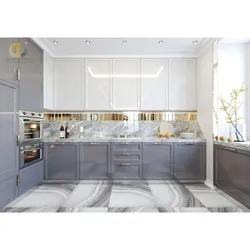 White Kitchen With Marble Splashback Photo