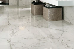 Marble-Effect Porcelain Tiles On The Kitchen Floor Photo