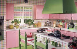 Pink green kitchen photo