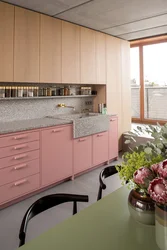 Бежево розовая кухня фото