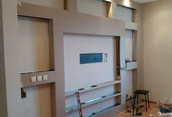 Plasterboard in the kitchen walls photo