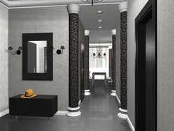 Photo of a hallway with a black floor