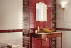 Burgundy tiles in the bathroom photo