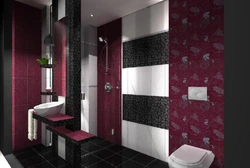Burgundy tiles in the bathroom photo