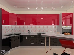 Red-brown kitchen in the interior