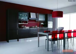 Red-Brown Kitchen In The Interior
