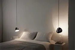 Hanging lamps in the bedroom photo