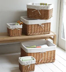Wicker baskets in the bathroom photo