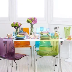 Kitchen With Colored Chairs Photo