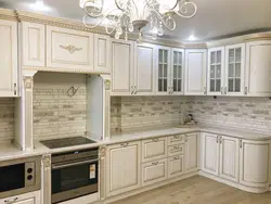 White kitchen with patina photo