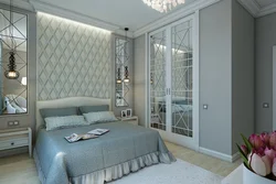 Mirror wall in the bedroom interior photo