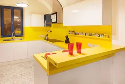 Yellow countertop in the kitchen photo