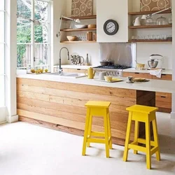 Желтая столешница на кухне фото