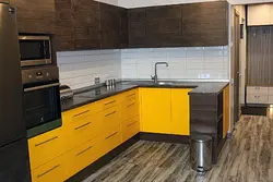 Yellow countertop in the kitchen photo