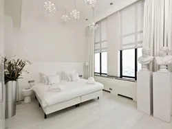 Дызайн спальні з белым ламінатам