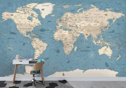 Mətbəx interyerində dünya xəritəsi