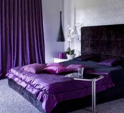 Bedroom With Lilac Bed Photo