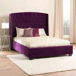 Bedroom with lilac bed photo