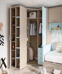 Corner wardrobe in a small bedroom photo