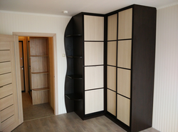 Corner wardrobe in a small bedroom photo