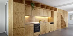DIY plywood kitchen at home with photo