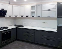 Кухня Низ Черный Верх Серый Фото