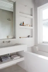 Plasterboard shelves in the bathroom photo