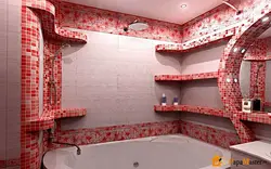 Plasterboard shelves in the bathroom photo