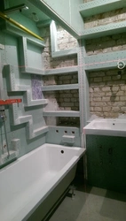 Plasterboard shelves in the bathroom photo