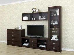 Living room wall with chest of drawers photo
