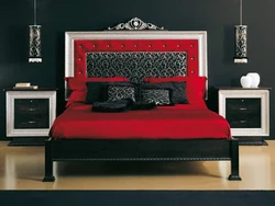 Bedroom Interior With Red Bed