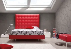 Bedroom Interior With Red Bed