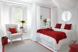 Bedroom interior with red bed