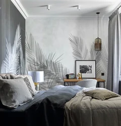 Wallpaper with feathers for the bedroom photo