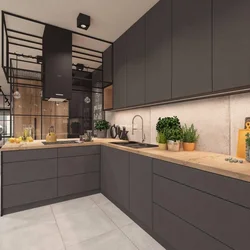 Photo kitchen graphite with wood