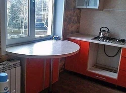 Table window sill in a small kitchen photos with your own