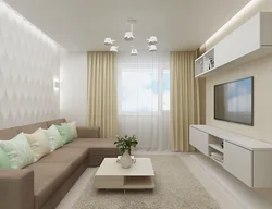 Дизайн квадратного зала в квартире с балконом