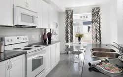 Color of curtains for white kitchen photo
