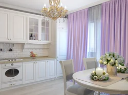 Color of curtains for white kitchen photo